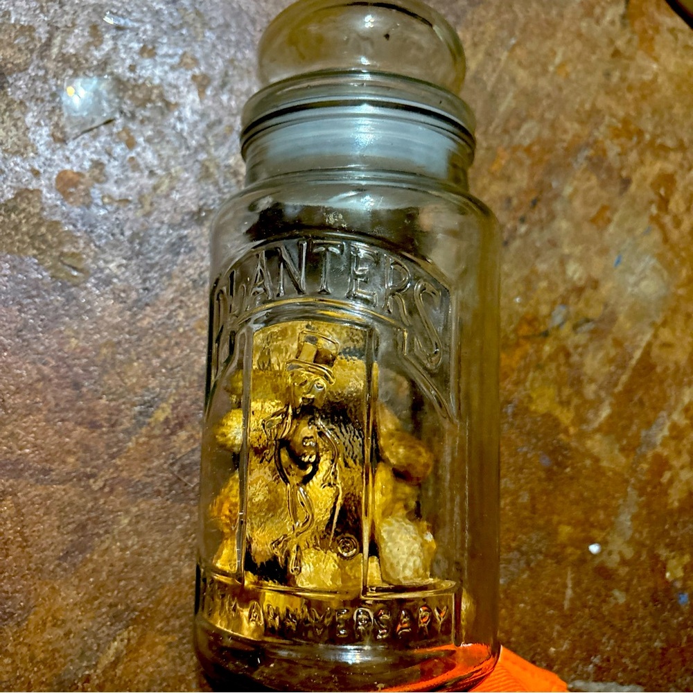 Planters 75th anniversary peanut jar with lid